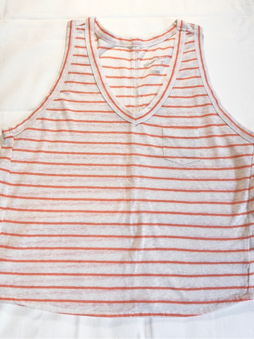 Universal Thread White and Orange Striped V-Neck Tank Women’s Medium